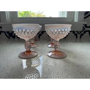Lot Set 6 Duncan & Miller 4.5" PINK
Opalescent Hobnail CHAMPAGNE
Goblets
